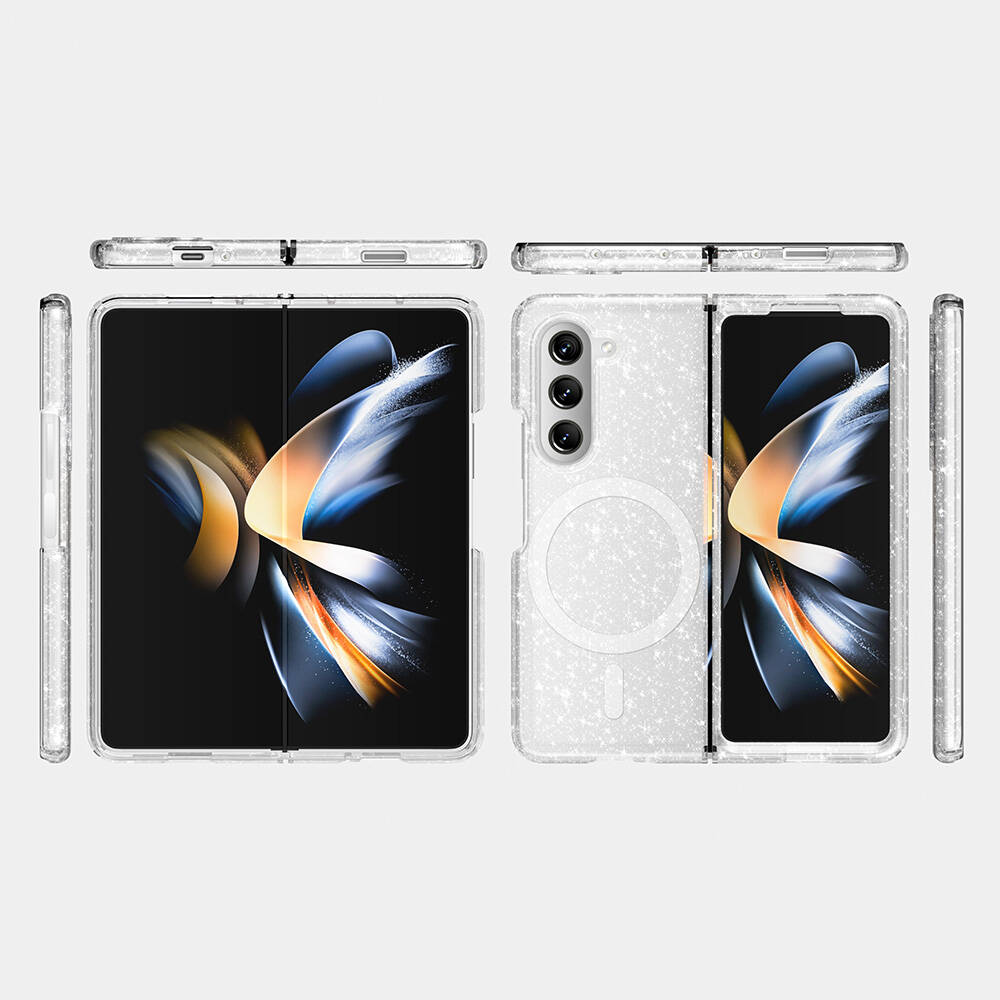 Samsung Galaxy Z Fold 6 Uyumlu Kılıf M-safe Şarj Özellikli Parlayan Simli Saydam Renkli Zore Allstar Kapak - 12