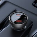 Baseus Digital Göstergeli PD 3.1 140W Çift Çıkışlı Araç İçi Ultra Hızlı Şarj Seti (USB-C + USB-A) | Obsidian
