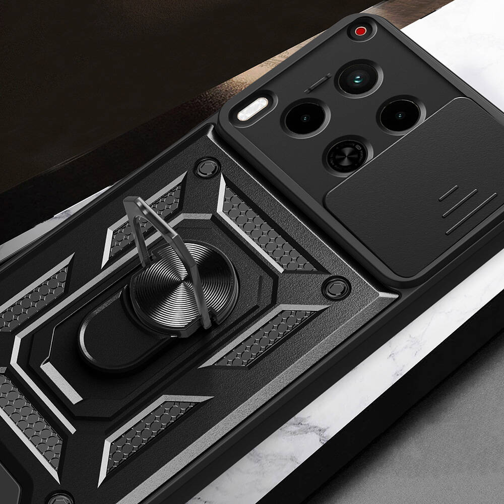 Tecno Camon 30 Uyumlu Kılıf Magnetik Standlı Kamera Korumalı Zore Sürgülü Vega Kapak - 4
