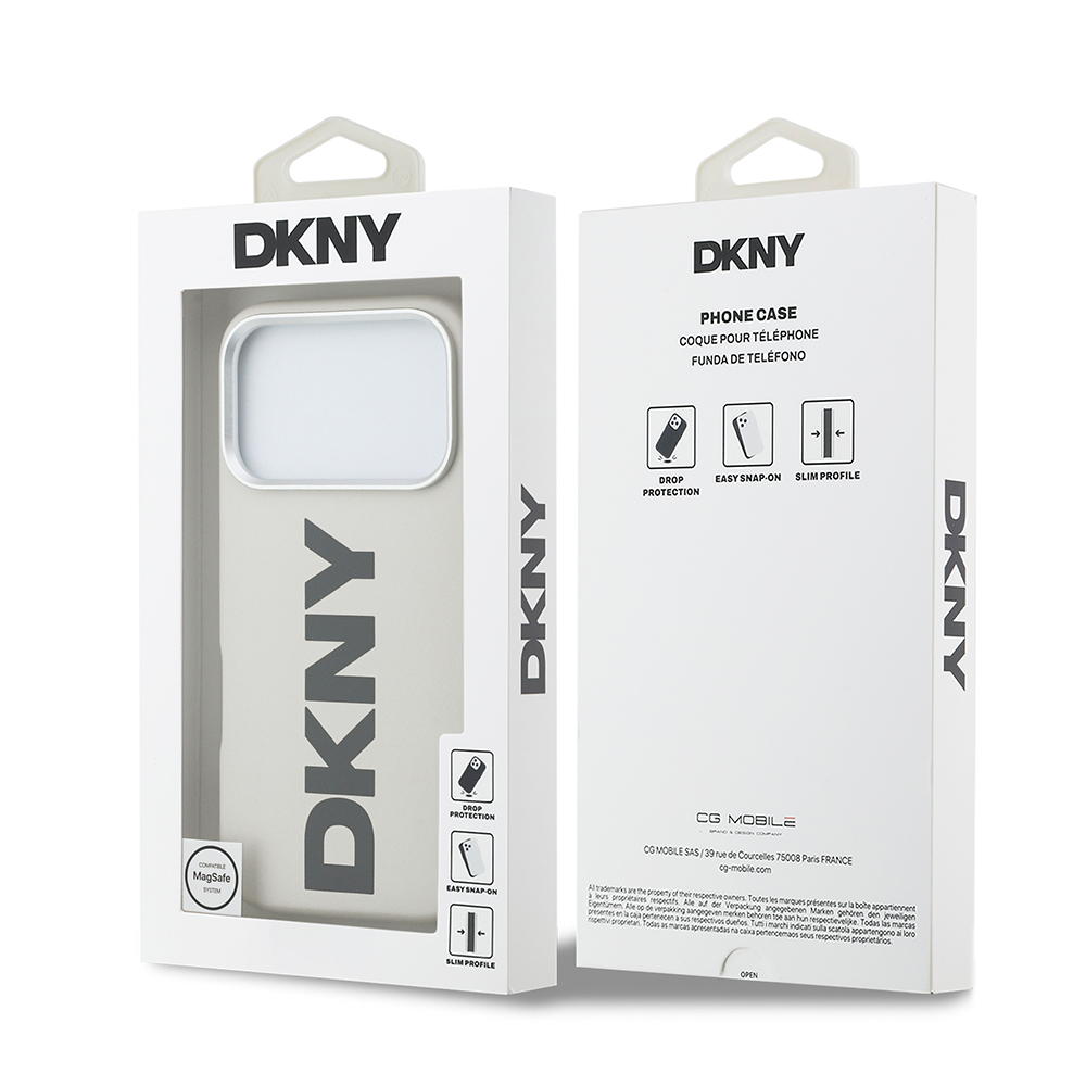 Apple iPhone 17 Pro Uyumlu Kılıf DKNY Orjinal Lisanslı M-safe Şarj Özellikli PU Büyük Dikey Logolu Kapak - 7