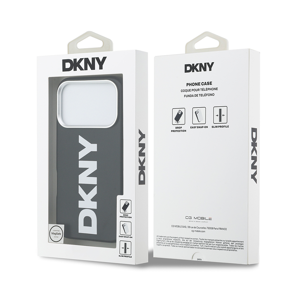 Apple iPhone 17 Pro Uyumlu Kılıf DKNY Orjinal Lisanslı M-safe Şarj Özellikli PU Büyük Dikey Logolu Kapak - 14
