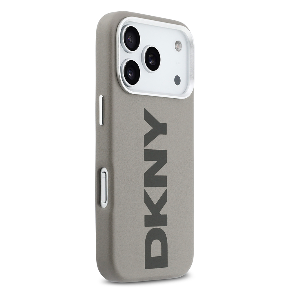 Apple iPhone 17 Pro Uyumlu Kılıf DKNY Orjinal Lisanslı M-safe Şarj Özellikli PU Büyük Dikey Logolu Kapak - 17