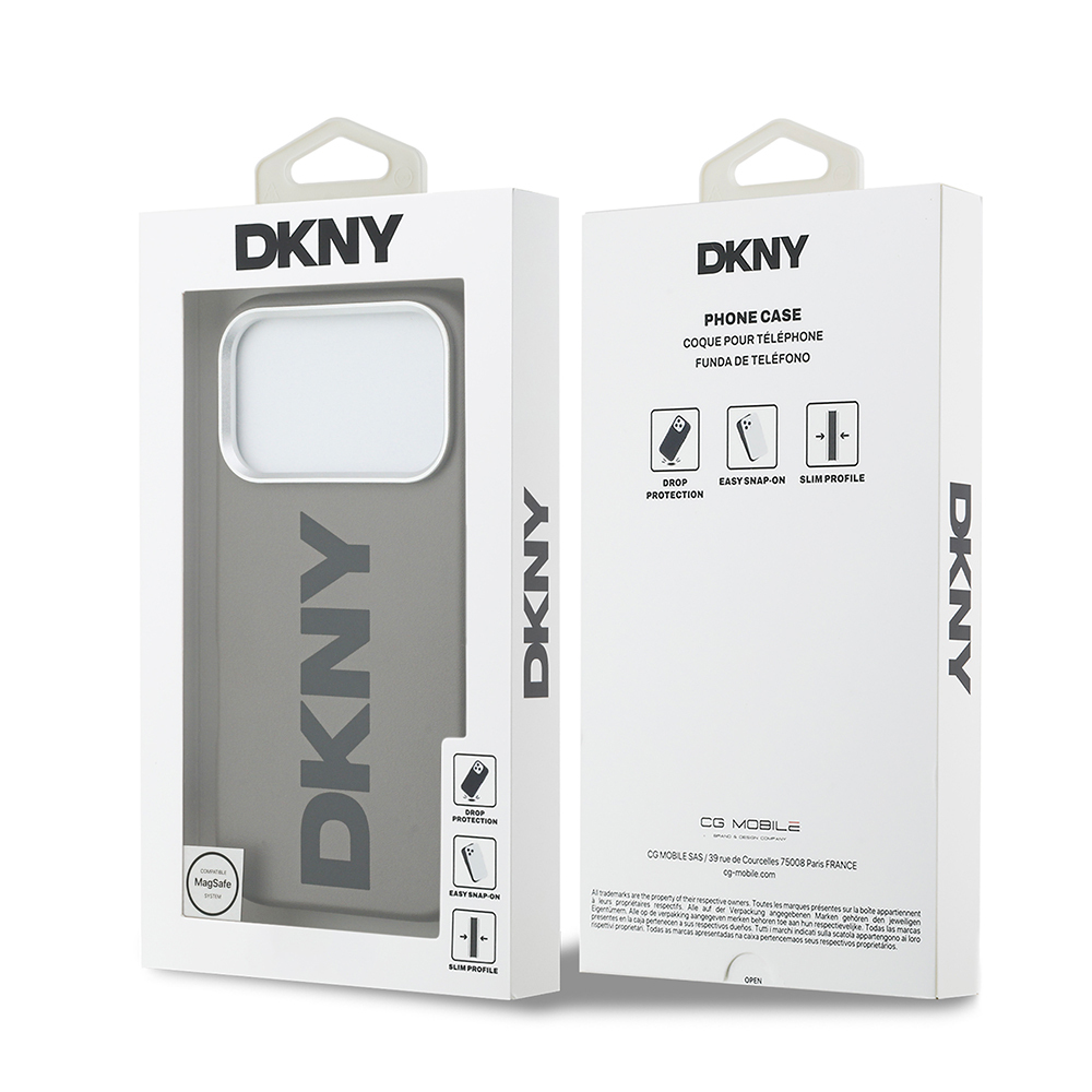Apple iPhone 17 Pro Uyumlu Kılıf DKNY Orjinal Lisanslı M-safe Şarj Özellikli PU Büyük Dikey Logolu Kapak - 21