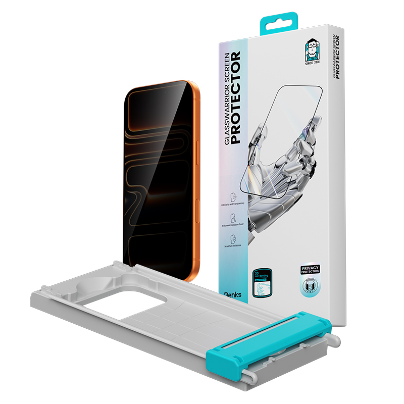 Apple iPhone 17 Uyumlu Benks Glass Warrior 2.0 EZFita Privacy Hayalet Cam Ekran Koruyucu + Kolay Uygulama Aparatı - 14