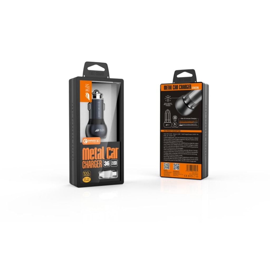 Araç Şarj Cihazı C503Q Type C Hızlı Şarj Özellikli 36 W 2 USB - QC 3.0 Akıllı Metal Şarj Başlığı