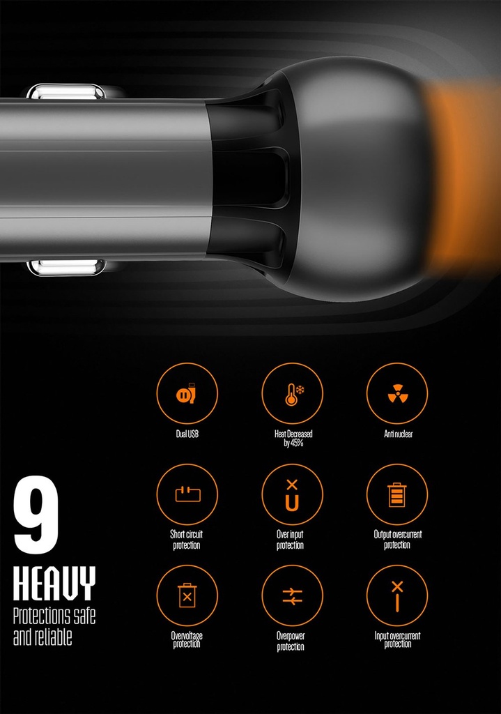 Araç Şarj Cihazı C503Q Type C Hızlı Şarj Özellikli 36 W 2 USB - QC 3.0 Akıllı Metal Şarj Başlığı