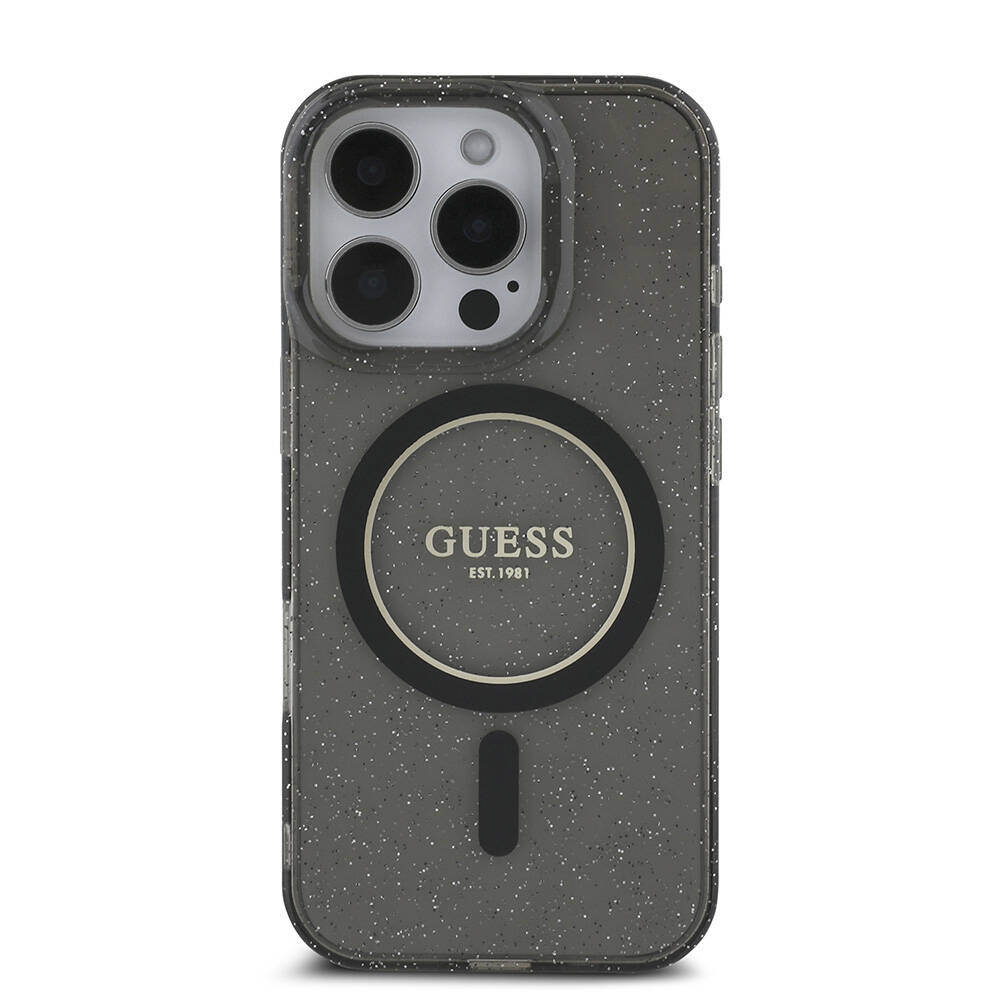 Apple iPhone 16 Pro Uyumlu Kılıf Guess Orjinal Lisanslı M-safe Şarj Özellikli Simli Silikon İnci Bileklikli Kapak - 1