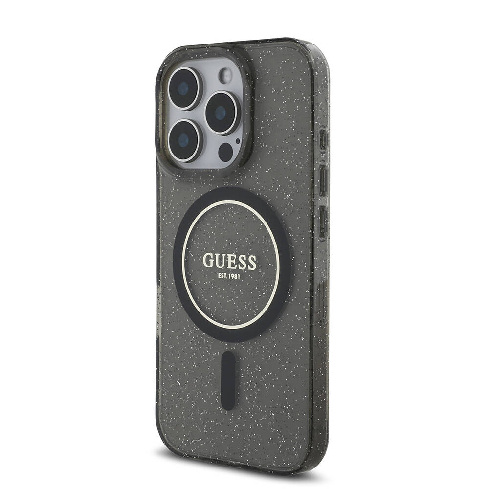 Apple iPhone 16 Pro Uyumlu Kılıf Guess Orjinal Lisanslı M-safe Şarj Özellikli Simli Silikon İnci Bileklikli Kapak - 2