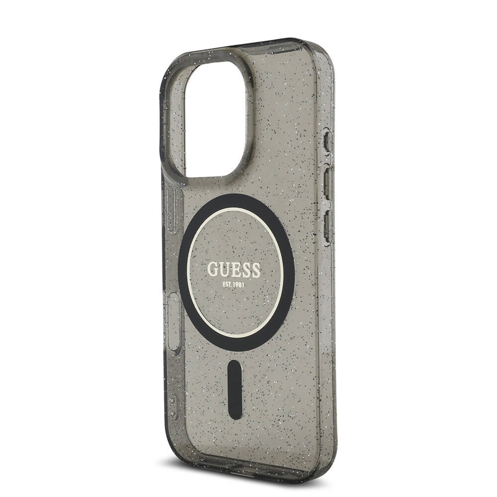 Apple iPhone 16 Pro Uyumlu Kılıf Guess Orjinal Lisanslı M-safe Şarj Özellikli Simli Silikon İnci Bileklikli Kapak - 6