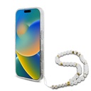 Apple iPhone 16 Pro Uyumlu Kılıf Guess Orjinal Lisanslı M-safe Şarj Özellikli Simli Silikon İnci Bileklikli Kapak - 19