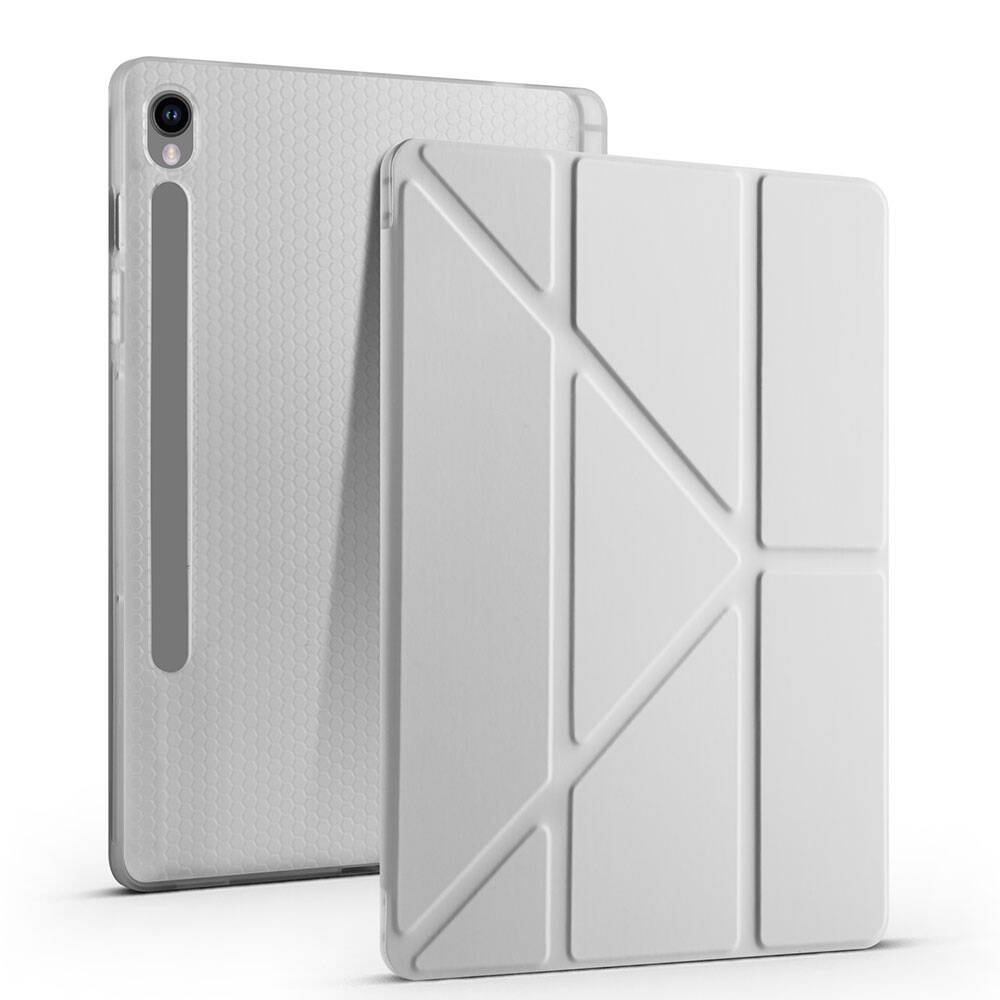 Samsung Galaxy Tab S9 Uyumlu Kılıf Zore Tri Folding Kalem Bölmeli Standlı Kılıf - 1