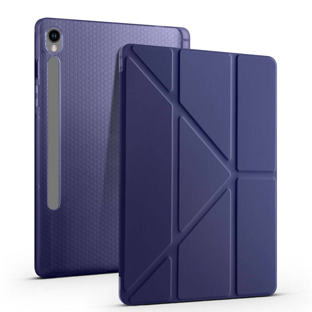 Samsung Galaxy Tab S9 Uyumlu Kılıf Zore Tri Folding Kalem Bölmeli Standlı Kılıf - 16