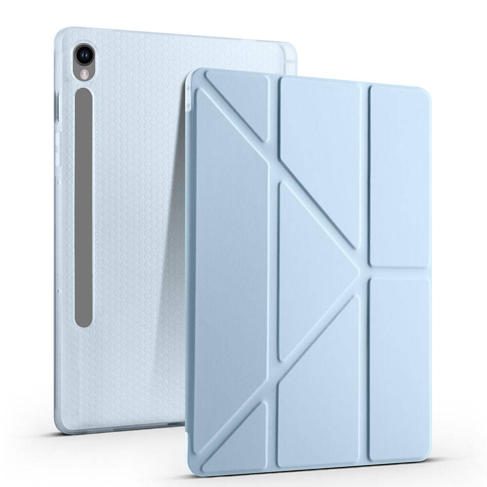 Samsung Galaxy Tab S9 Uyumlu Kılıf Zore Tri Folding Kalem Bölmeli Standlı Kılıf - 17