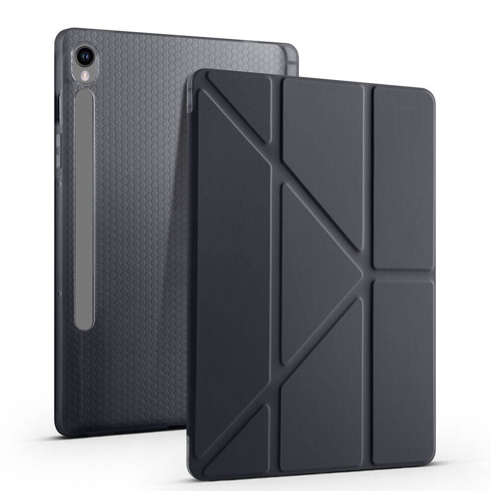 Samsung Galaxy Tab S9 Uyumlu Kılıf Zore Tri Folding Kalem Bölmeli Standlı Kılıf - 18