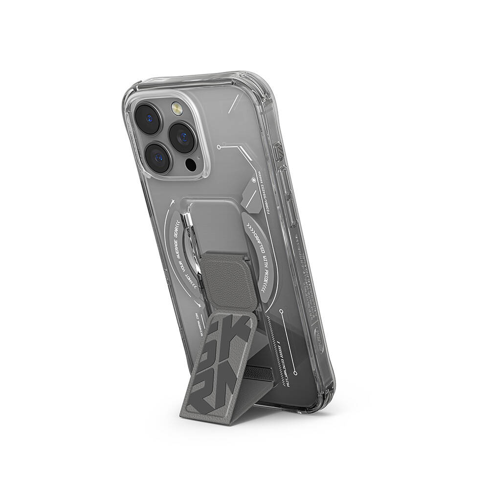 Apple iPhone 16 Pro Max Uyumlu Kılıf Magsafe Şarj Özellikli Teknoloji Desenli Standlı Skinarma Helio Kapak - 4