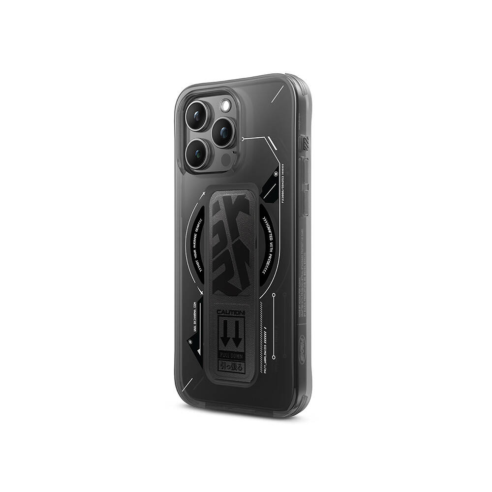 Apple iPhone 16 Pro Max Uyumlu Kılıf Magsafe Şarj Özellikli Teknoloji Desenli Standlı Skinarma Helio Kapak - 5