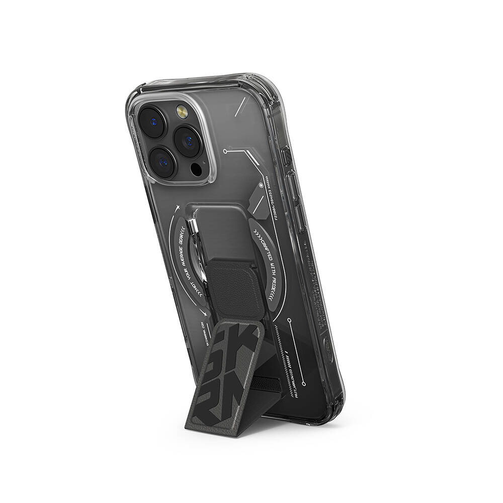 Apple iPhone 16 Pro Max Uyumlu Kılıf Magsafe Şarj Özellikli Teknoloji Desenli Standlı Skinarma Helio Kapak - 7
