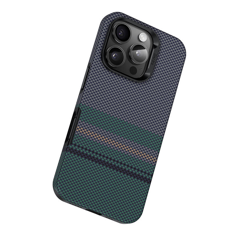 Apple iPhone 16 Pro Max Uyumlu Kılıf Magsafe Şarj Özellikli Karbon Fiber Tasarımlı Benks Aurora ArmorPro Kevlar Kapak - 2