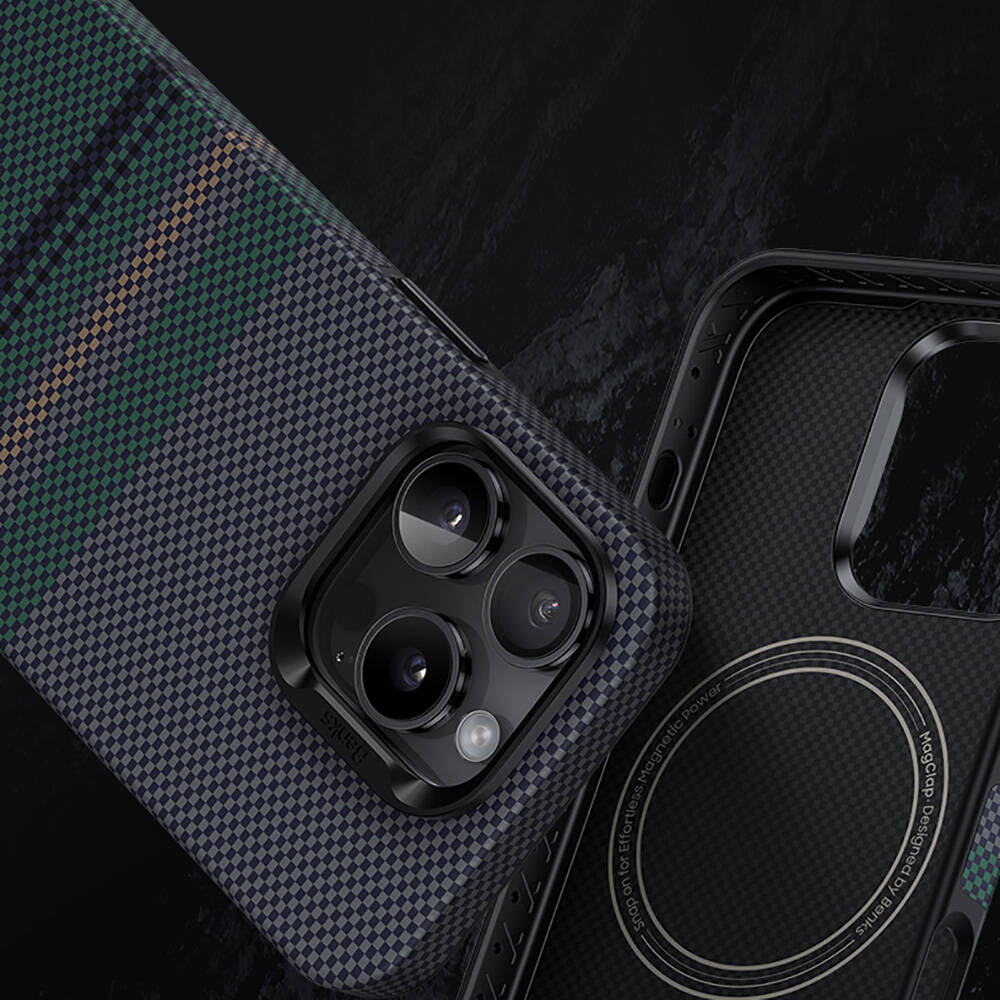 Apple iPhone 16 Pro Max Uyumlu Kılıf Magsafe Şarj Özellikli Karbon Fiber Tasarımlı Benks Aurora ArmorPro Kevlar Kapak - 10