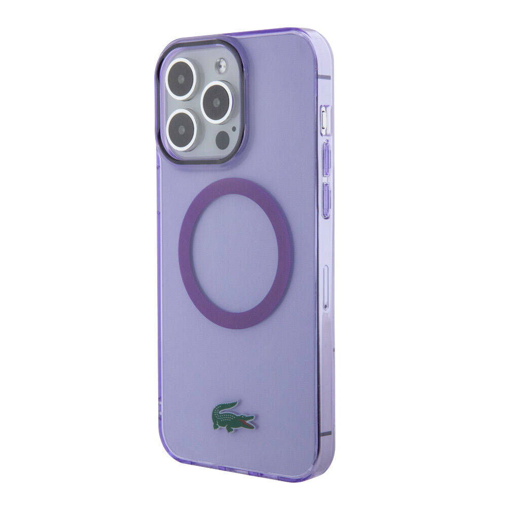 Apple iPhone 15 Pro Uyumlu Kılıf Lacoste Orjinal Lisanslı M-safe Şarj Özellikli İkonik Timsah Logolu Hard Parme Kapak - 1