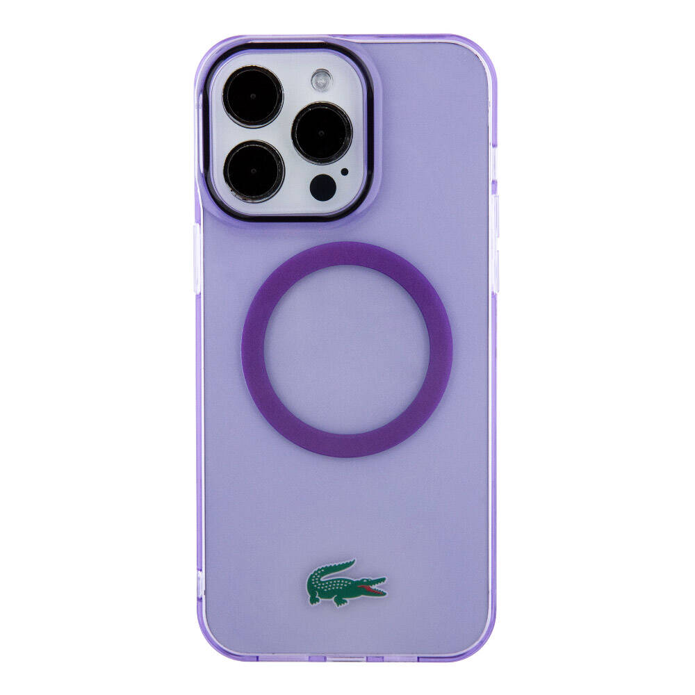 Apple iPhone 15 Pro Uyumlu Kılıf Lacoste Orjinal Lisanslı M-safe Şarj Özellikli İkonik Timsah Logolu Hard Parme Kapak - 2
