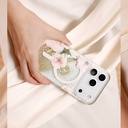 Apple iPhone 17 Pro Uyumlu Kılıf M-safe Şarj Özellikli Çiçek Desenli Simli Arka Yüzey Coehl Fleurette Kapak - 3
