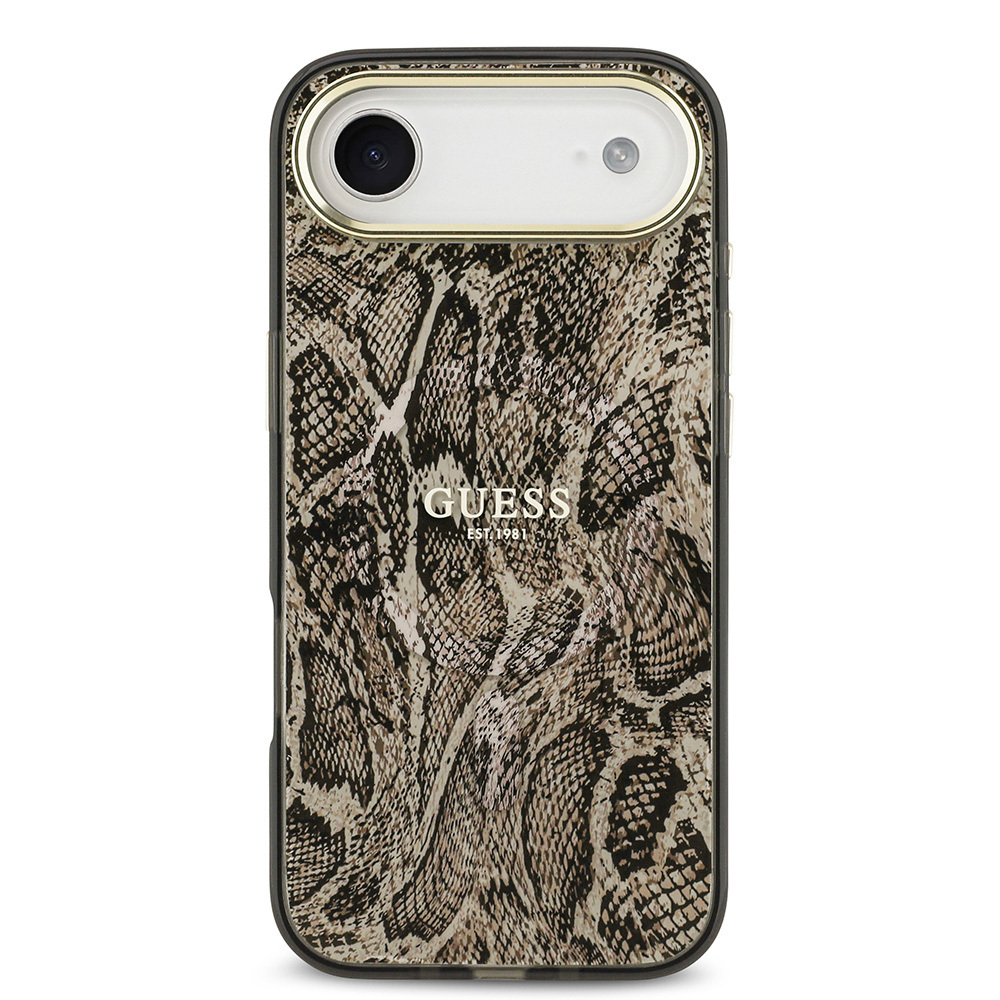 Apple iPhone 17 Air Uyumlu Kılıf Guess Orjinal Lisanslı M-safe Şarj Özellikli Yazı Logolu Python Desenli Kapak - 2