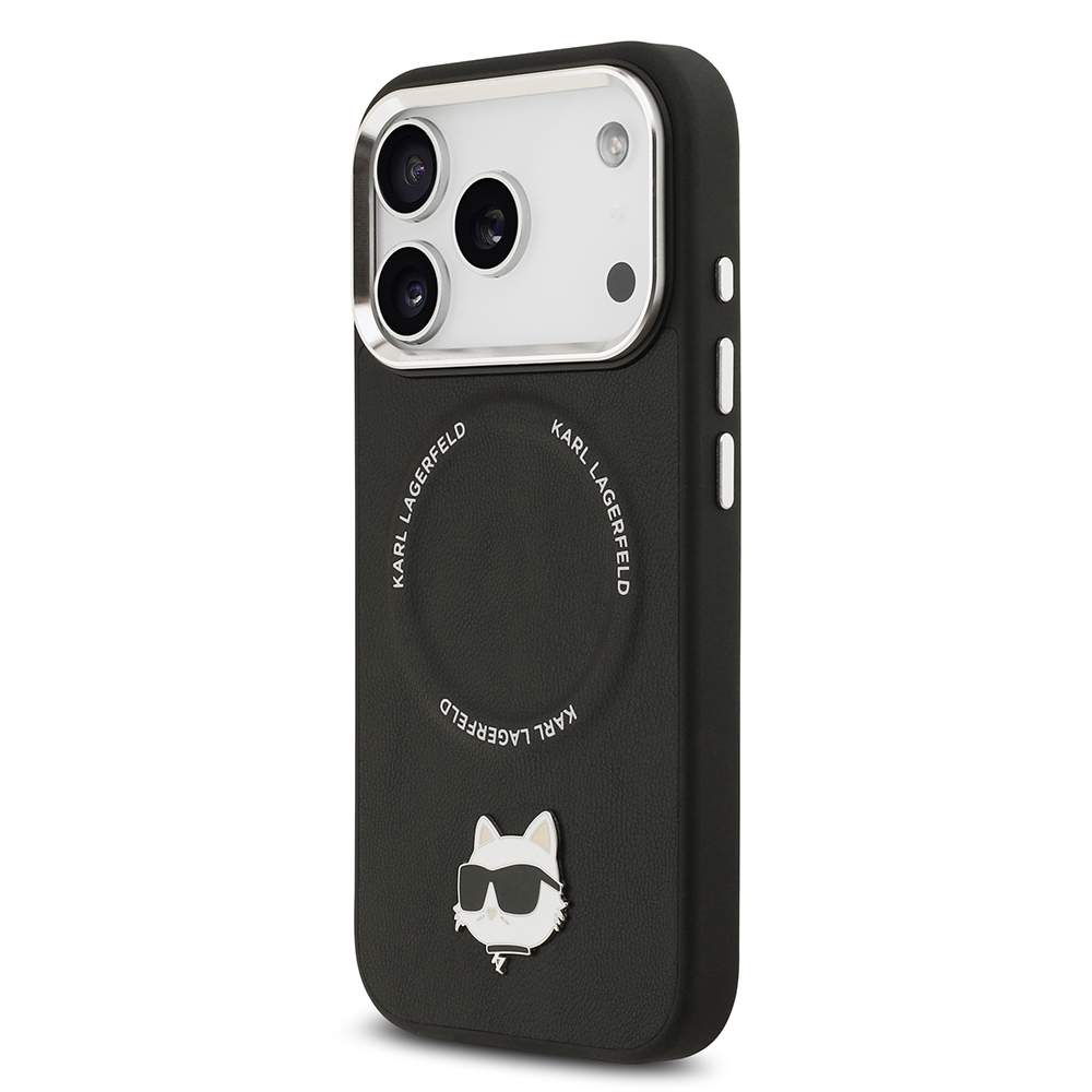 Apple iPhone 17 Pro Max Uyumlu Kılıf Karl Lagerfeld Orjinal Lisanslı M-safe Şarj Özellikli Metal Kamera ve Buton Tasarımlı Choupette PU Deri Kapak - 1