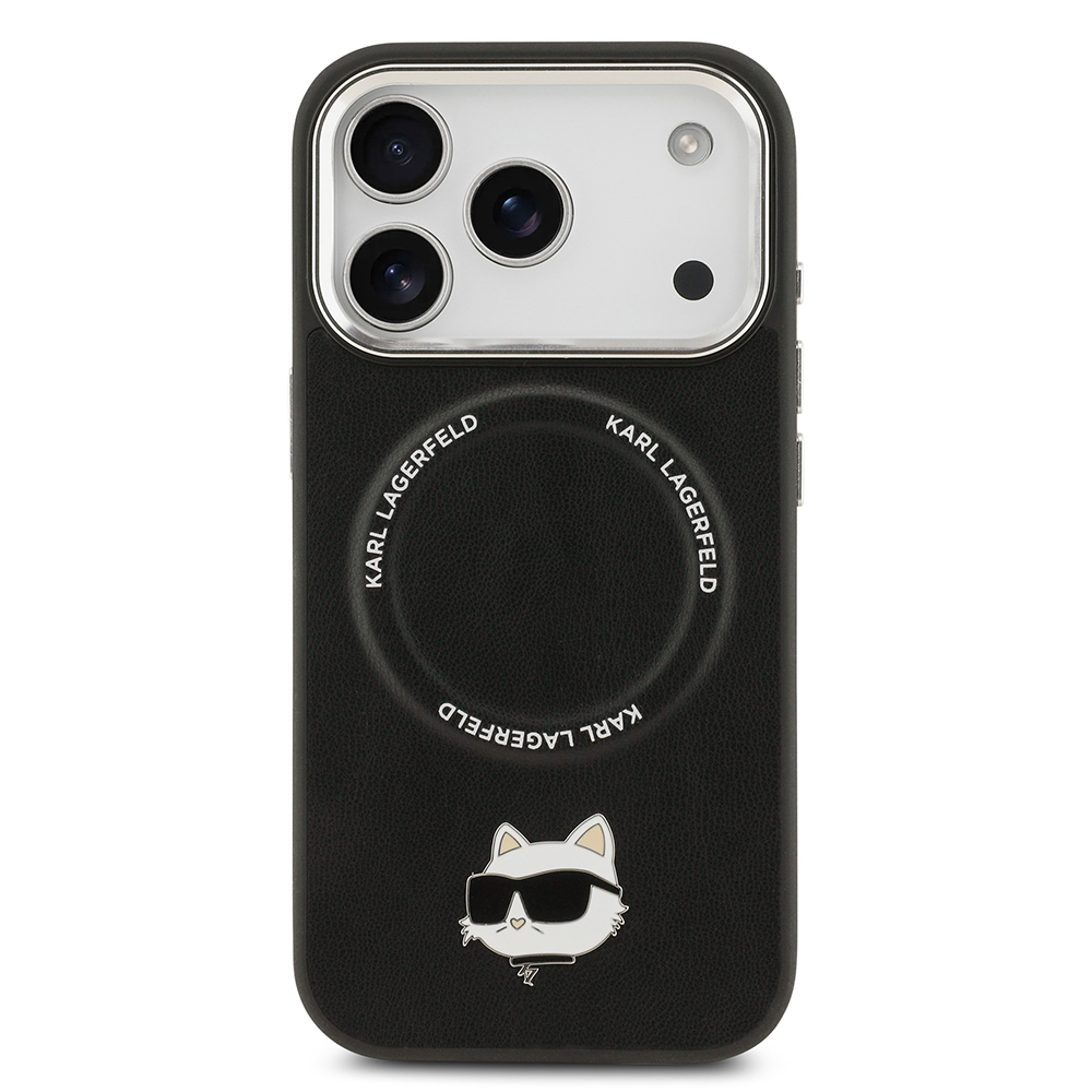 Apple iPhone 17 Pro Max Uyumlu Kılıf Karl Lagerfeld Orjinal Lisanslı M-safe Şarj Özellikli Metal Kamera ve Buton Tasarımlı Choupette PU Deri Kapak - 2