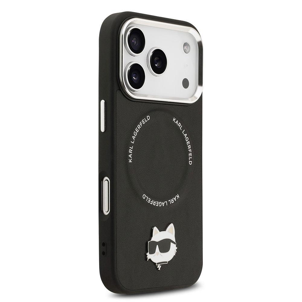 Apple iPhone 17 Pro Max Uyumlu Kılıf Karl Lagerfeld Orjinal Lisanslı M-safe Şarj Özellikli Metal Kamera ve Buton Tasarımlı Choupette PU Deri Kapak - 3