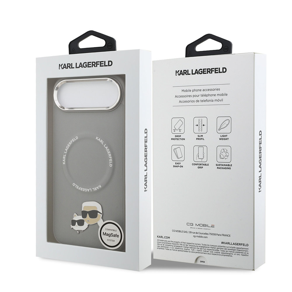Apple iPhone 17 Air Uyumlu Kılıf Karl Lagerfeld Orjinal Lisanslı M-safe Şarj Özellikli Metal Kamera ve Buton Tasarımlı K&C PU Deri Kapak - 19