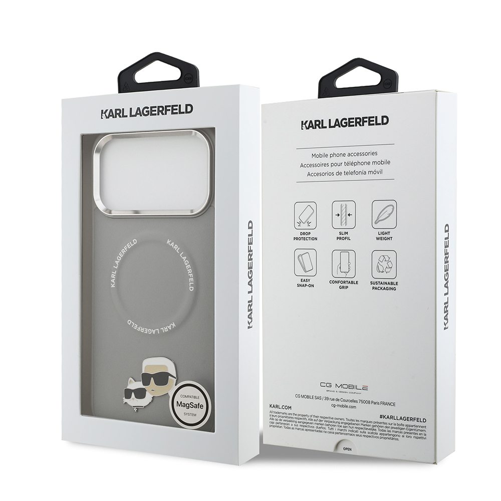 Apple iPhone 17 Pro Uyumlu Kılıf Karl Lagerfeld Orjinal Lisanslı M-safe Şarj Özellikli Metal Kamera ve Buton Tasarımlı K&C PU Deri Kapak - 21