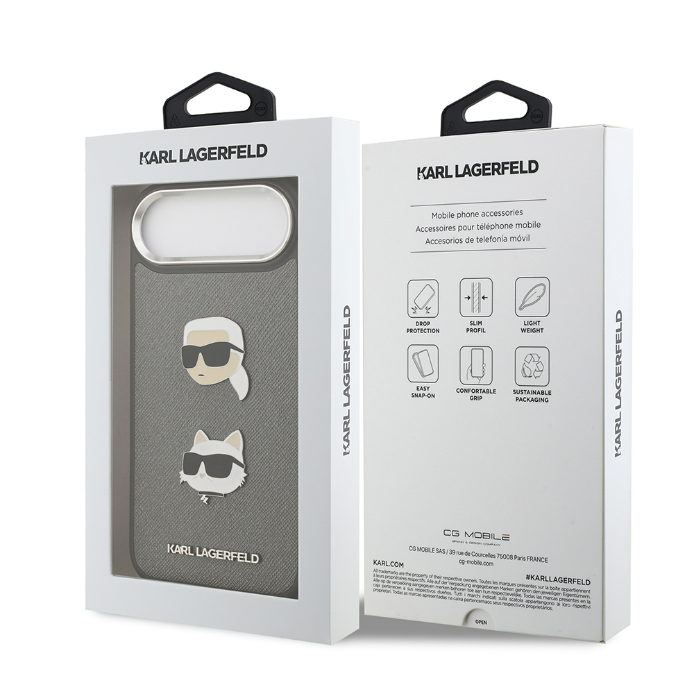 Apple iPhone 17 Air Uyumlu Kılıf Karl Lagerfeld Orjinal Lisanslı Metal Logolu K&C Heads Pin Kapak - 14