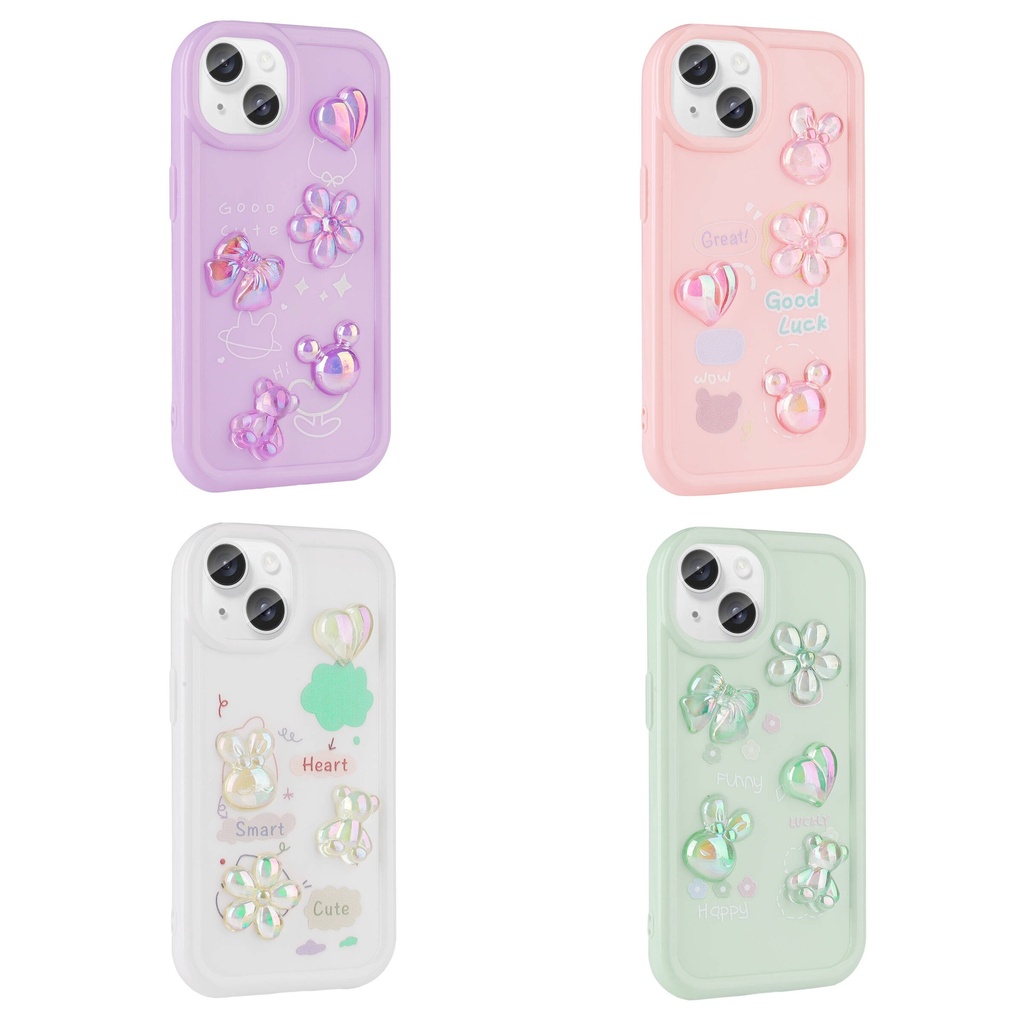 Apple iPhone 15 Uyumlu Kılıf Kabartma Figürlü Parlak Zore Toys Silikon Kapak - 1