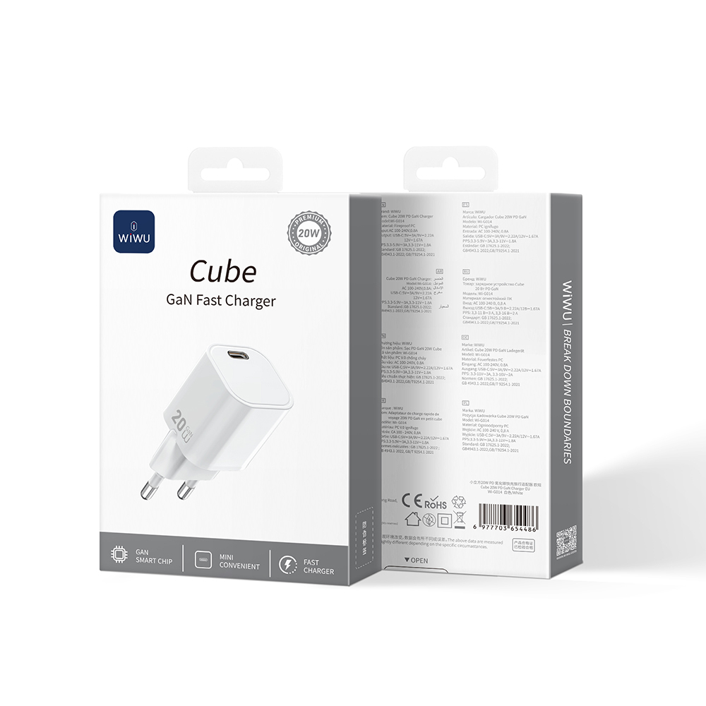 Wiwu Wi-G014 Cube Serisi GaN Tech PD Hızlı Şarj Özellikli Mini Şarj Başlığı 20W - 2
