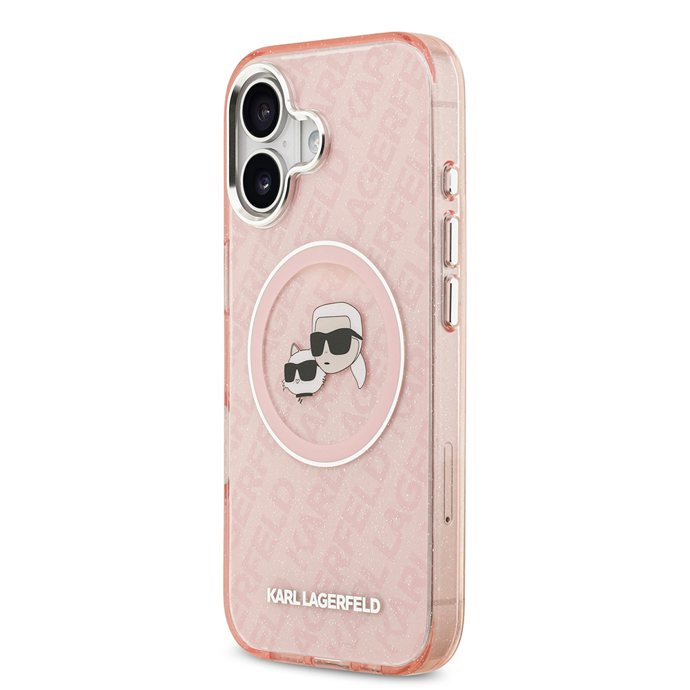 Apple iPhone 17 Uyumlu Kılıf Karl Lagerfeld Orjinal Lisanslı Parlayan Simli Karl & Choupette Heads Kapak - 8
