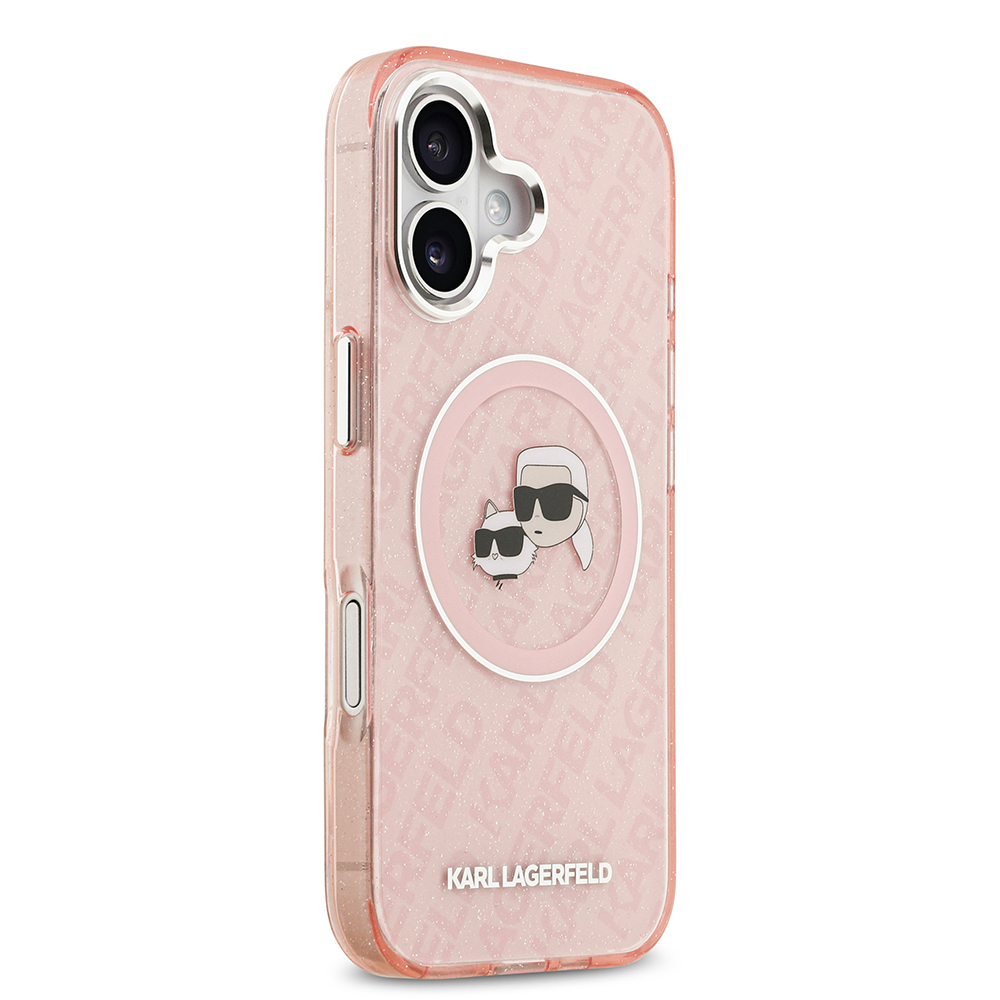 Apple iPhone 17 Uyumlu Kılıf Karl Lagerfeld Orjinal Lisanslı Parlayan Simli Karl & Choupette Heads Kapak - 10