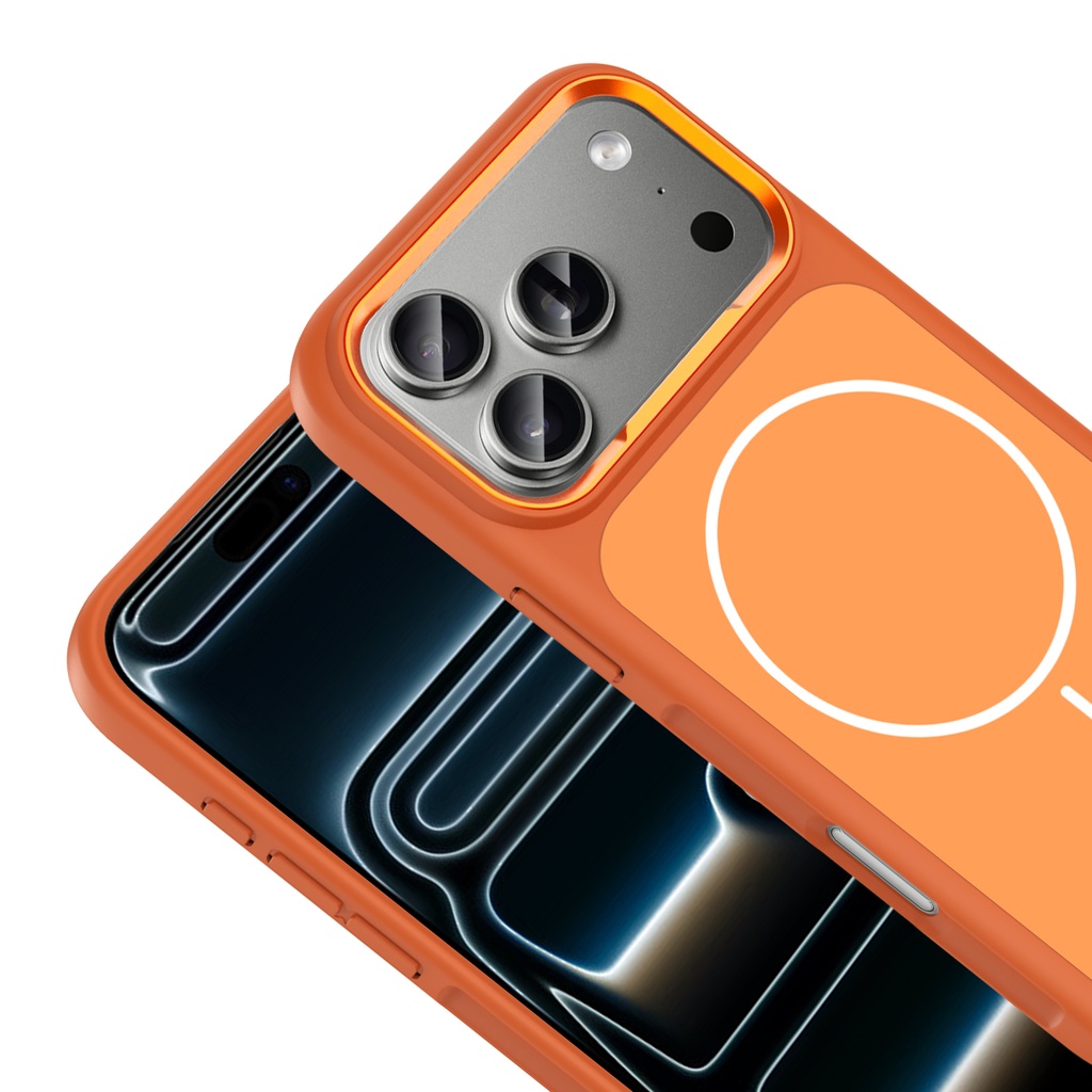 Apple iPhone 17 Pro Uyumlu Kılıf M-Safe Şarj Özellikli Metal Kamera Çerçeveli Zore Sanremo Silikon Kapak - 9