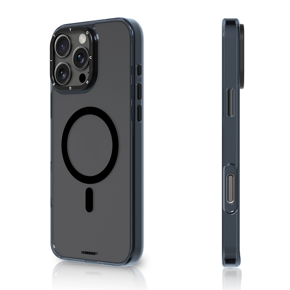Apple iPhone 16 Pro Max Uyumlu Kılıf M-safe Şarj Özellikli Cam Arka Yüzey TPU Youngkit Gemstone Clear Serisi Kapak - 1