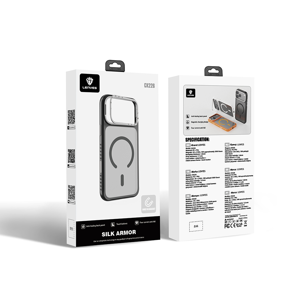 Apple iPhone 17 Pro Max Uyumlu Kılıf M-safe Şarj Özellikli Metal Kamera Standlı Lenyes CK226 PC Kapak - 8