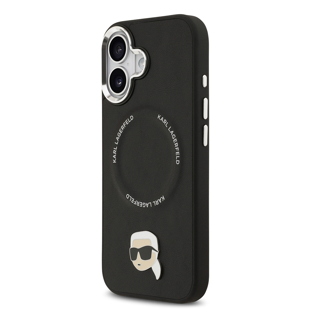 Apple iPhone 17 Uyumlu Kılıf Karl Lagerfeld Orjinal Lisanslı M-safe Şarj Özellikli Metal Kamera ve Buton Tasarımlı Karl PU Deri Kapak - 1
