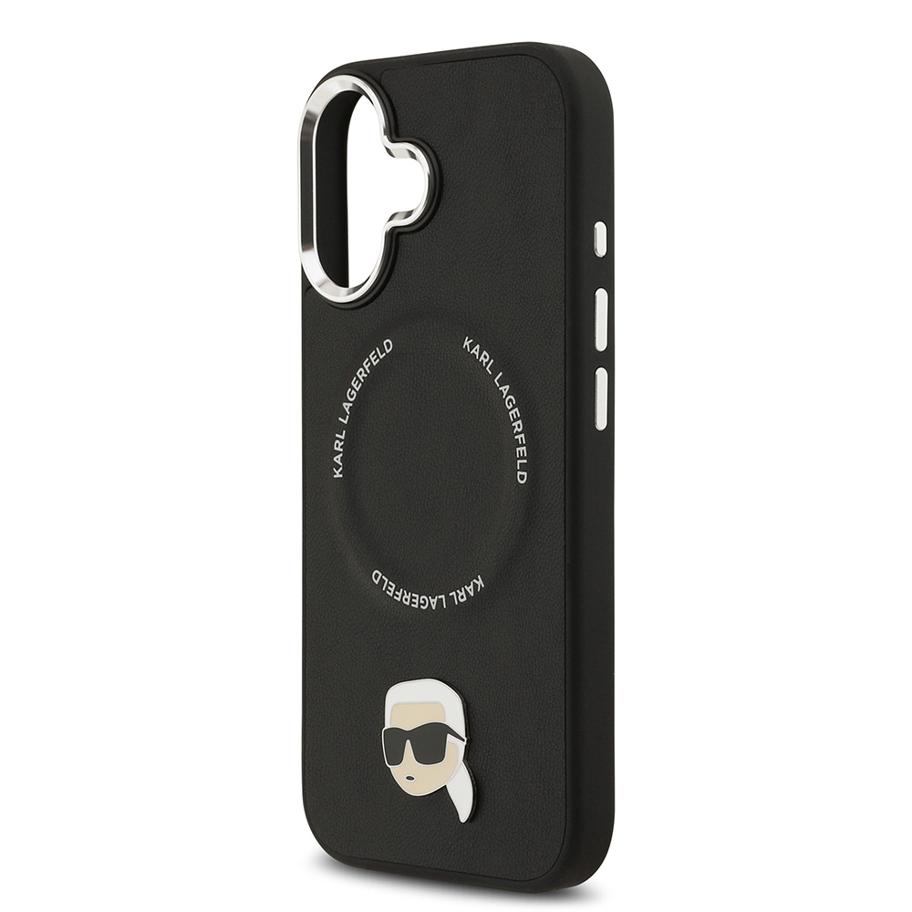 Apple iPhone 17 Uyumlu Kılıf Karl Lagerfeld Orjinal Lisanslı M-safe Şarj Özellikli Metal Kamera ve Buton Tasarımlı Karl PU Deri Kapak - 5