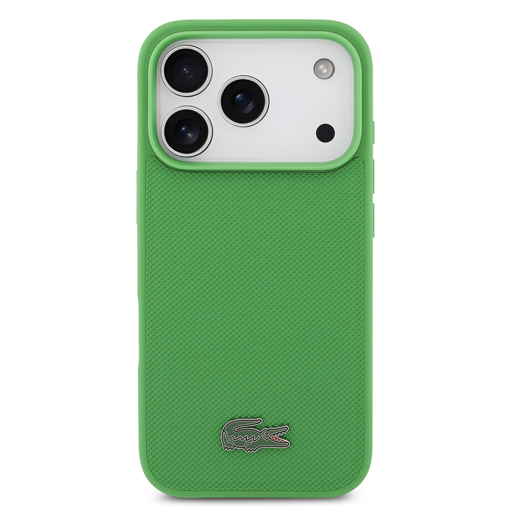 Apple iPhone 17 Pro Uyumlu Kılıf Lacoste Orjinal Lisanslı M-safe Şarj Özellikli PU Pike Desenli Metal Logolu Kartlıklı Kapak - 1