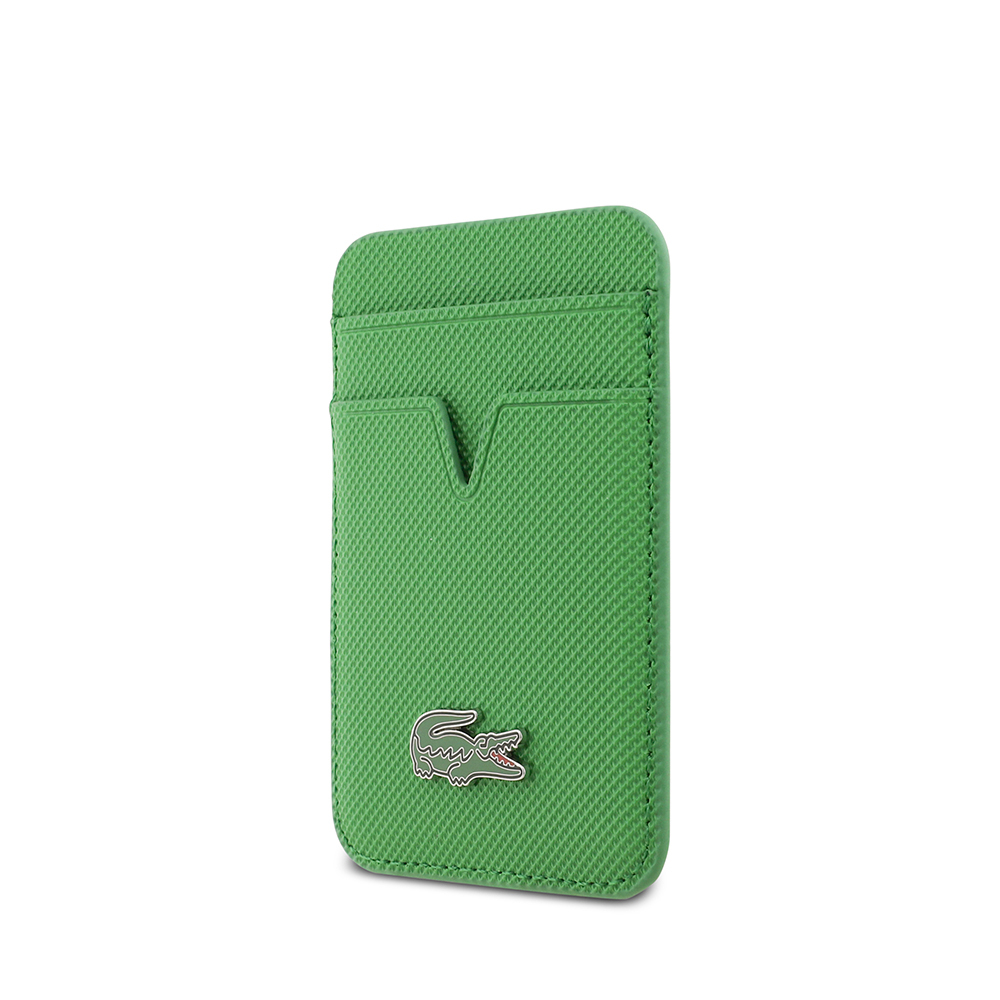 Apple iPhone 17 Pro Uyumlu Kılıf Lacoste Orjinal Lisanslı M-safe Şarj Özellikli PU Pike Desenli Metal Logolu Kartlıklı Kapak - 6