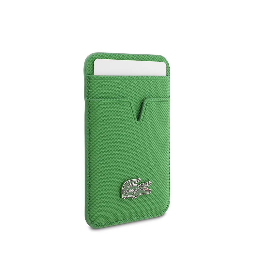 Apple iPhone 17 Pro Uyumlu Kılıf Lacoste Orjinal Lisanslı M-safe Şarj Özellikli PU Pike Desenli Metal Logolu Kartlıklı Kapak - 8