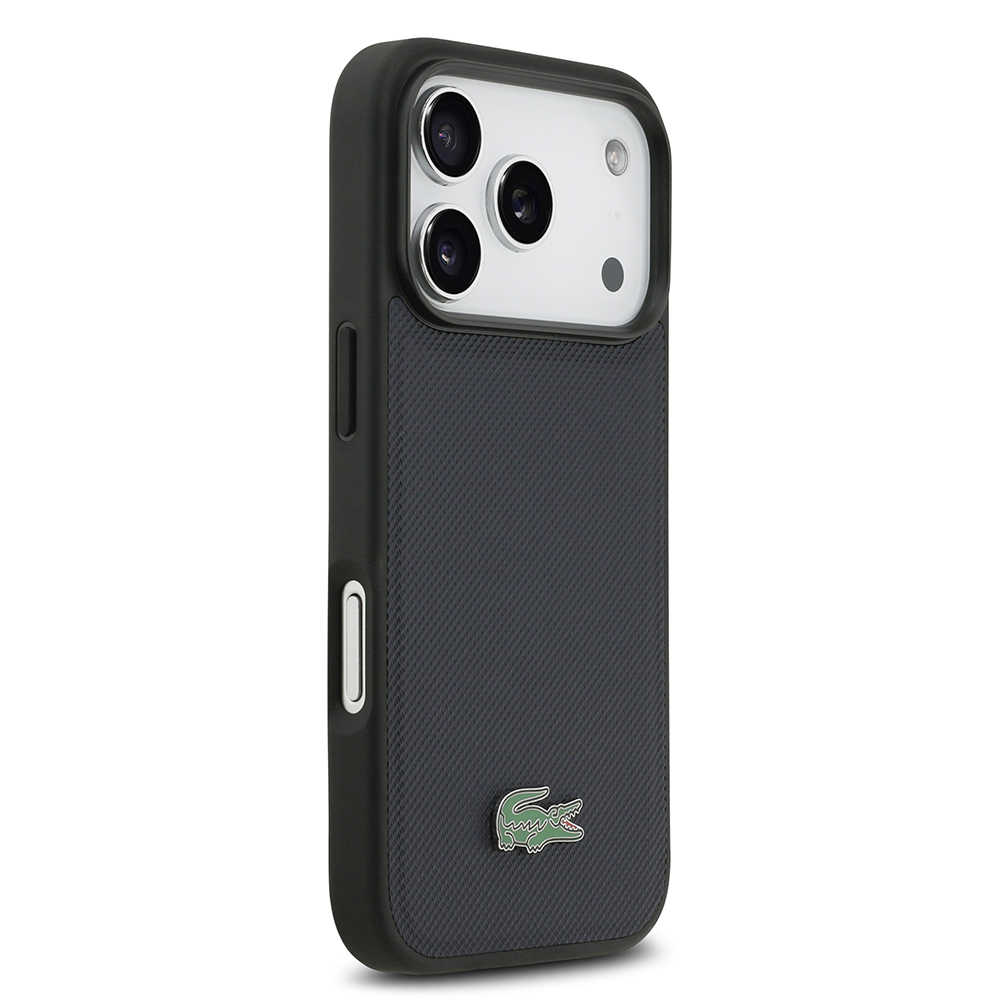Apple iPhone 17 Pro Uyumlu Kılıf Lacoste Orjinal Lisanslı M-safe Şarj Özellikli PU Pike Desenli Metal Logolu Kartlıklı Kapak - 11