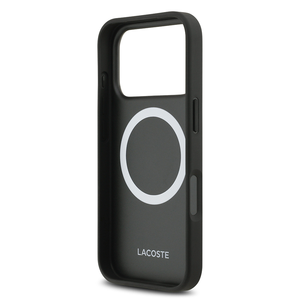 Apple iPhone 17 Pro Uyumlu Kılıf Lacoste Orjinal Lisanslı M-safe Şarj Özellikli PU Pike Desenli Metal Logolu Kartlıklı Kapak - 14