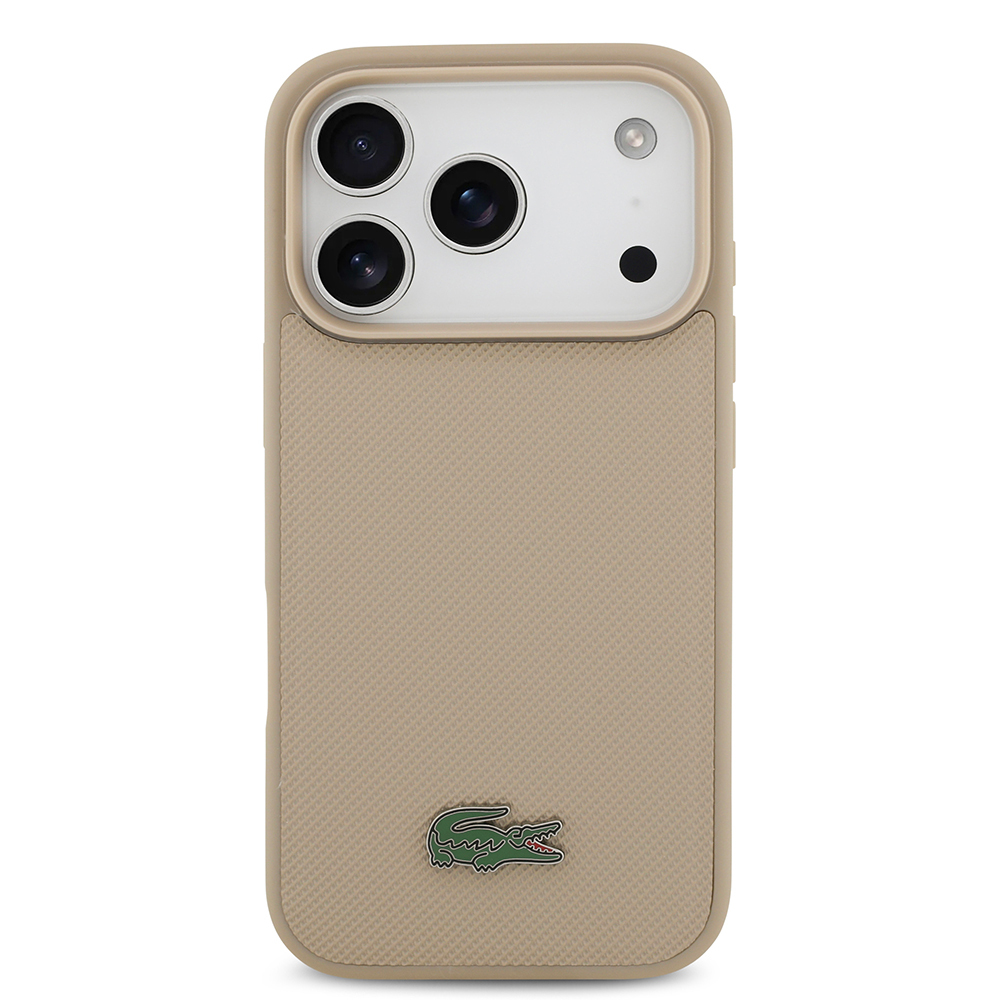 Apple iPhone 17 Pro Uyumlu Kılıf Lacoste Orjinal Lisanslı M-safe Şarj Özellikli PU Pike Desenli Metal Logolu Kartlıklı Kapak - 19