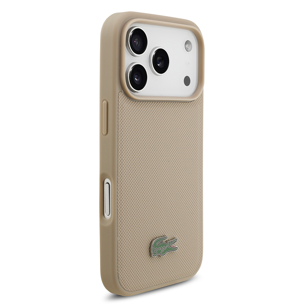 Apple iPhone 17 Pro Uyumlu Kılıf Lacoste Orjinal Lisanslı M-safe Şarj Özellikli PU Pike Desenli Metal Logolu Kartlıklı Kapak - 20