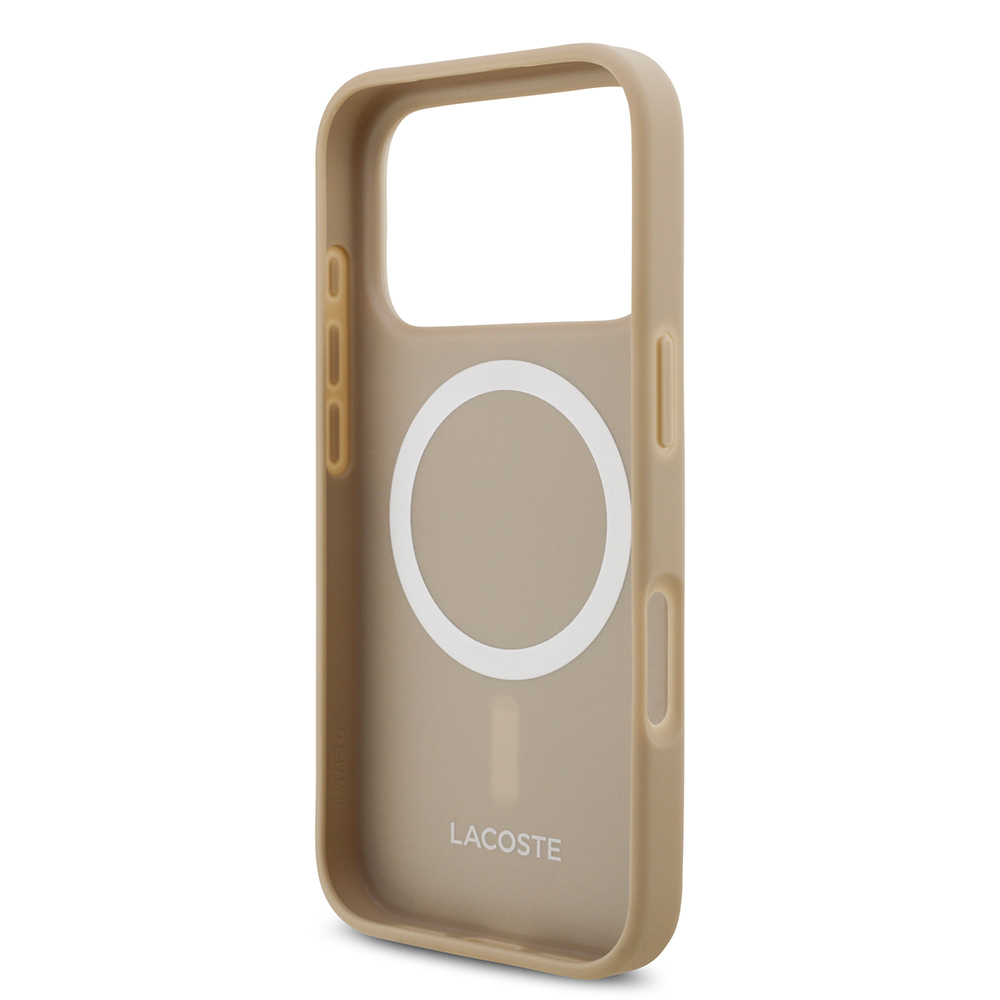 Apple iPhone 17 Pro Uyumlu Kılıf Lacoste Orjinal Lisanslı M-safe Şarj Özellikli PU Pike Desenli Metal Logolu Kartlıklı Kapak - 23